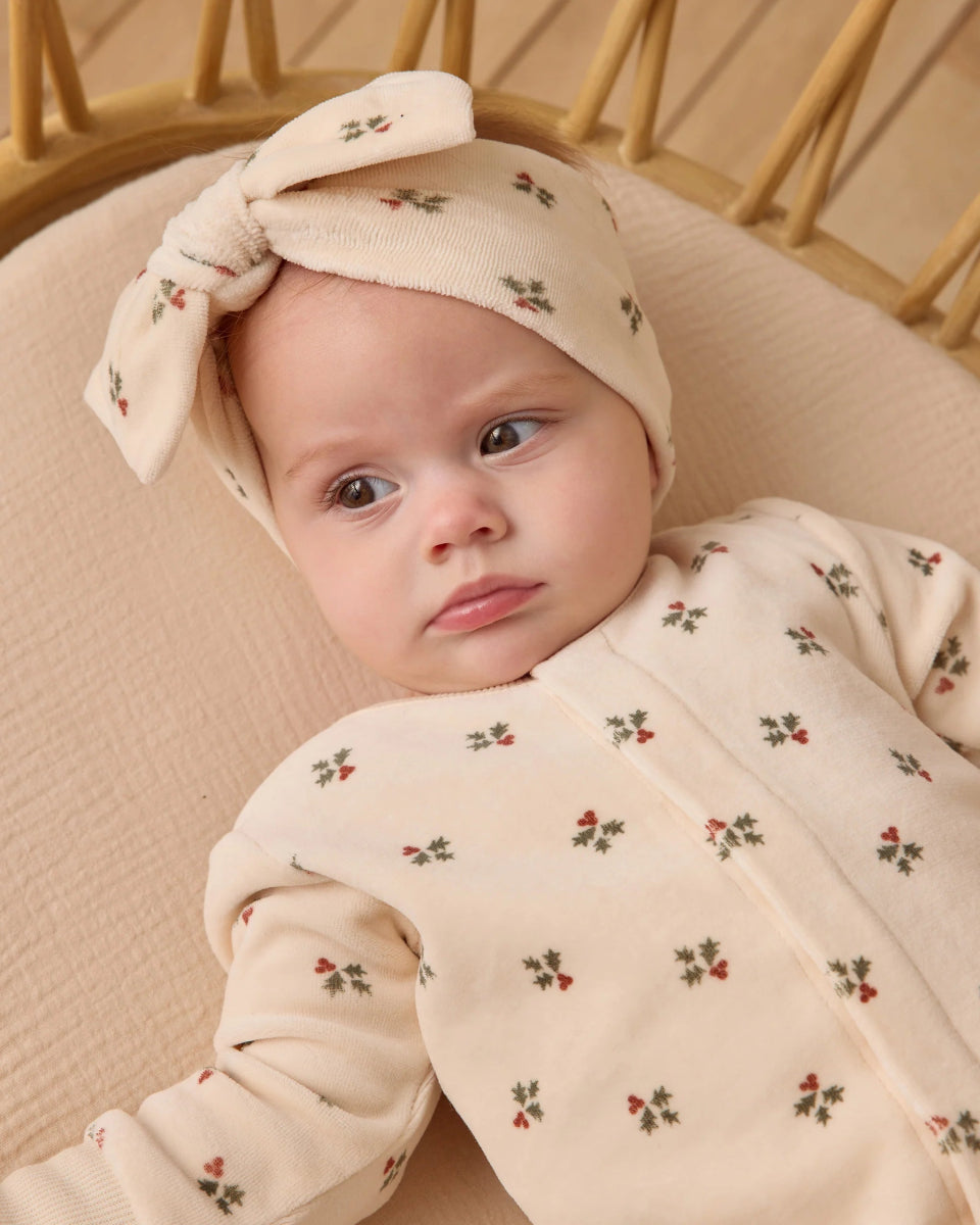 Hidden Snap Footie in Holly Berry and Forest - Quincy Mae Baby & Toddler Clothing sold by Rosebud & Jo