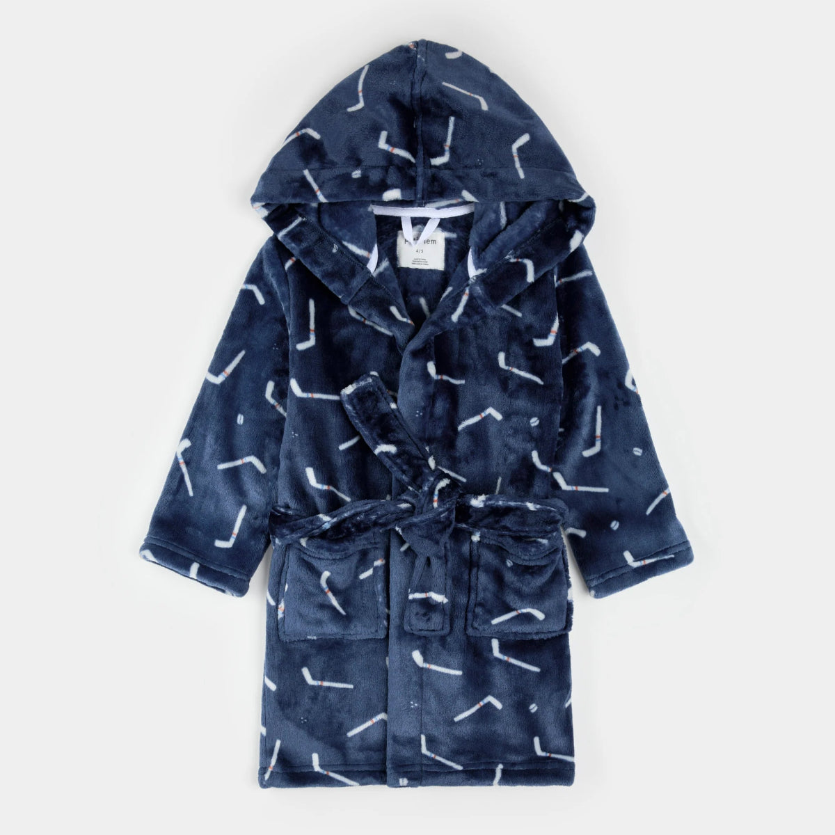 Hockey Sticks Print on Navy Blue Plush Robe - Petite Lem Baby & Toddler Clothing sold by Rosebud & Jo