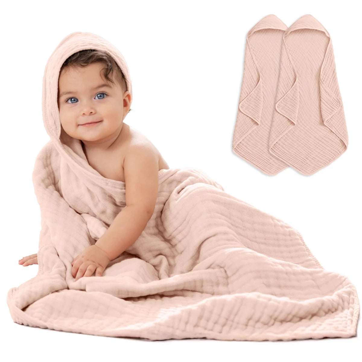 Hooded Towels in Blush - 2 Pack - Comfy Cubs Bath & Care sold by Rosebud & Jo