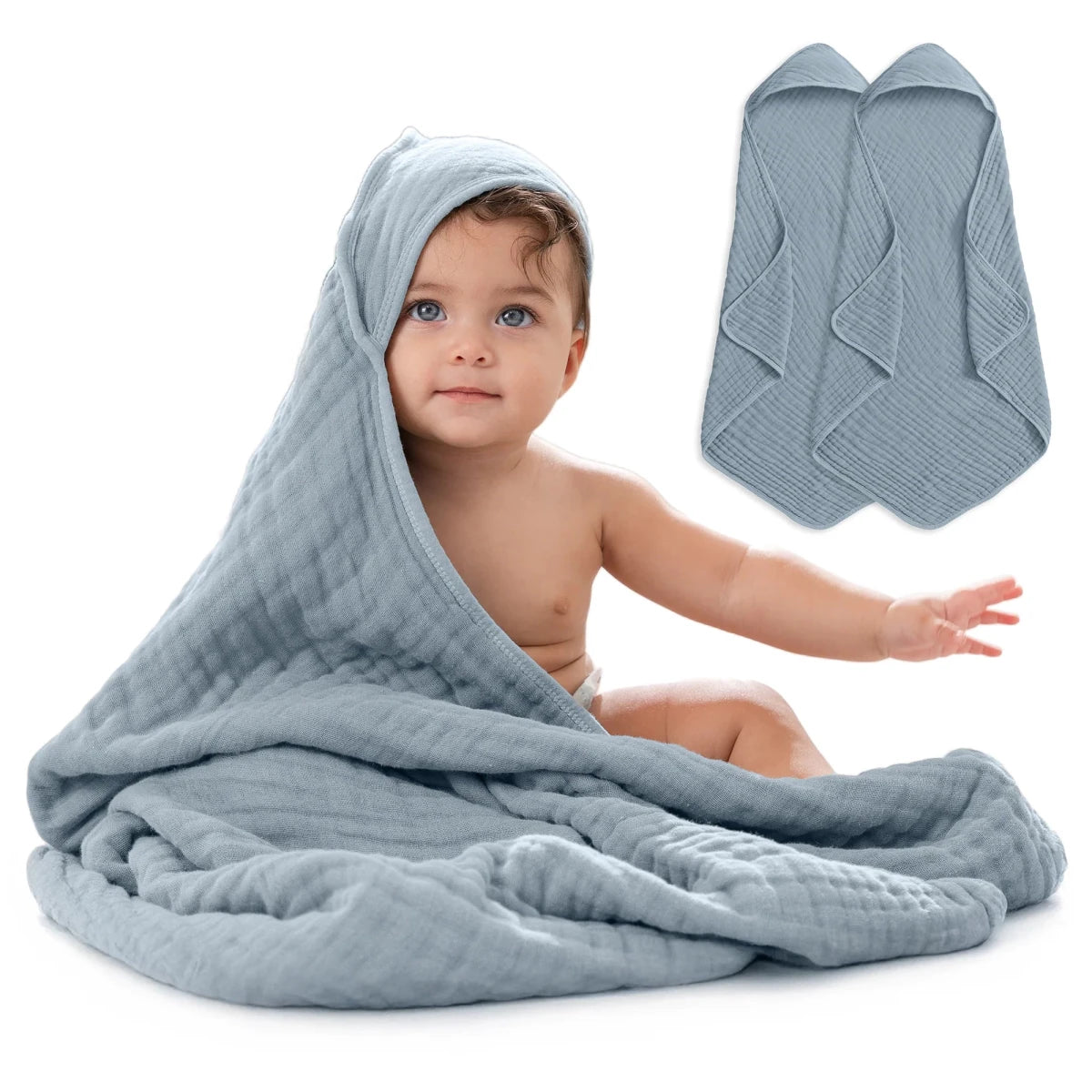 Hooded Towels in Pacific Blue - 2 Pack - Comfy Cubs Bath & Care sold by Rosebud & Jo