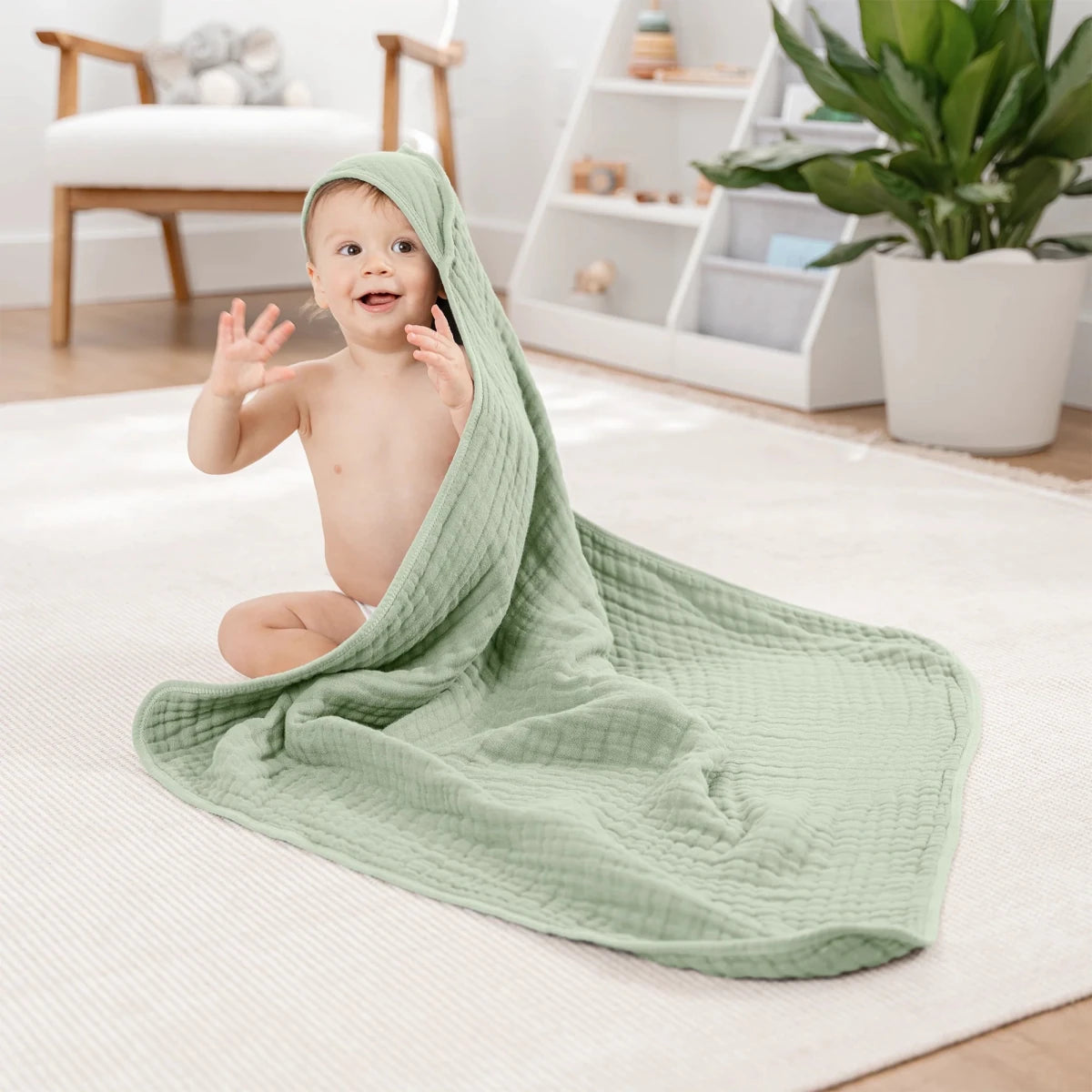 Hooded Towels in Sage - 2 Pack - Comfy Cubs Bath & Care sold by Rosebud & Jo