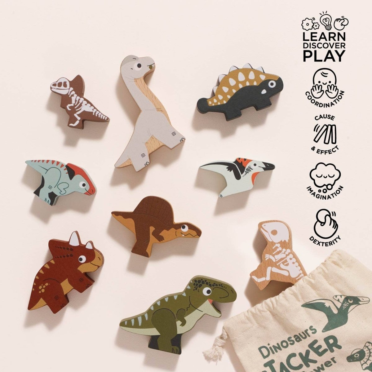 Jurassic Stacking Dinosaurs & Bag - Le Toy Van, Inc. Toys sold by Rosebud & Jo