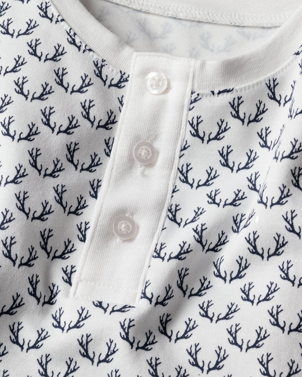 Kid's Pima Snug Fit Pajama Set in Nordic Antlers on White - Petite Plum Baby & Toddler Clothing sold by Rosebud & Jo