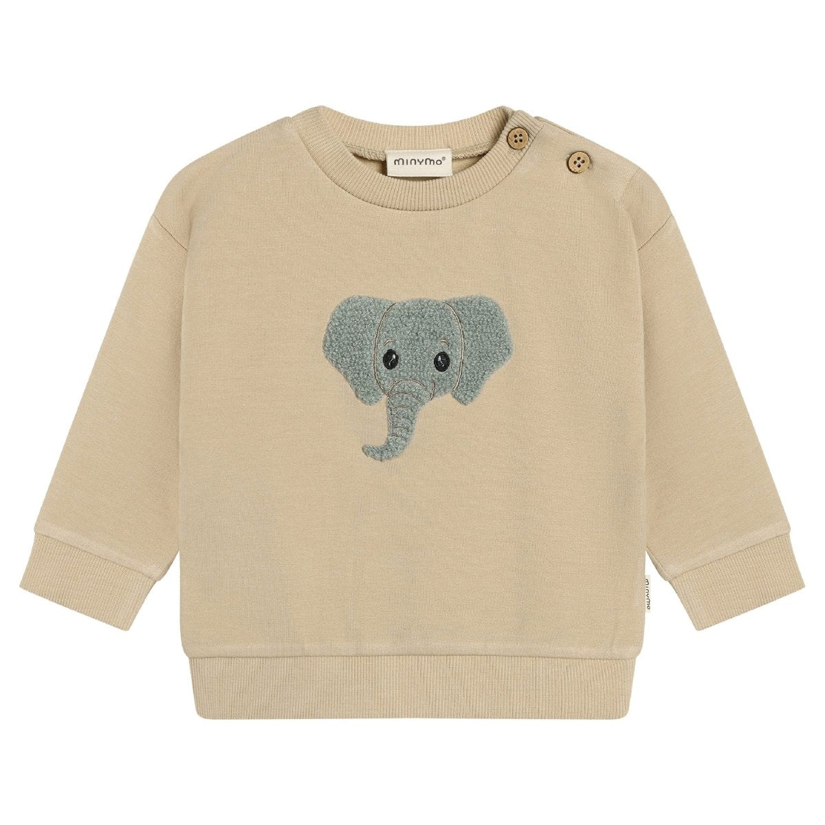 Knit Elephant Print Beige Pullover - Minymo Tops sold by Rosebud & Jo