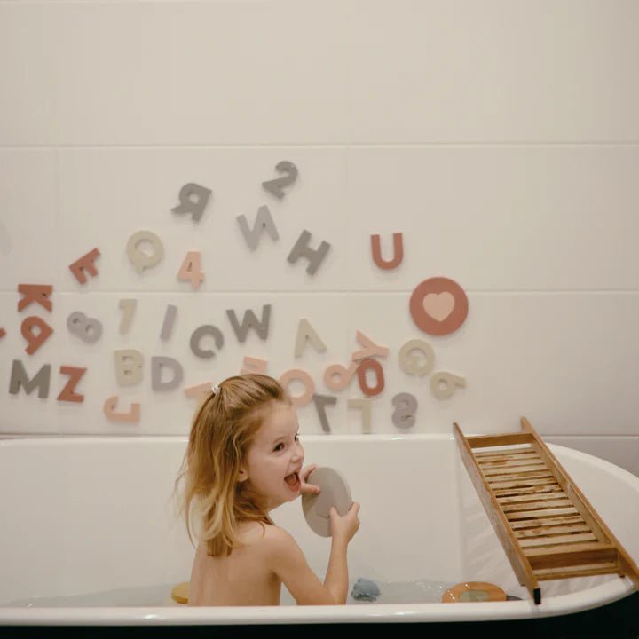 Letters & Numbers Bath Play Set - Mushie Bath Toy sold by Rosebud & Jo