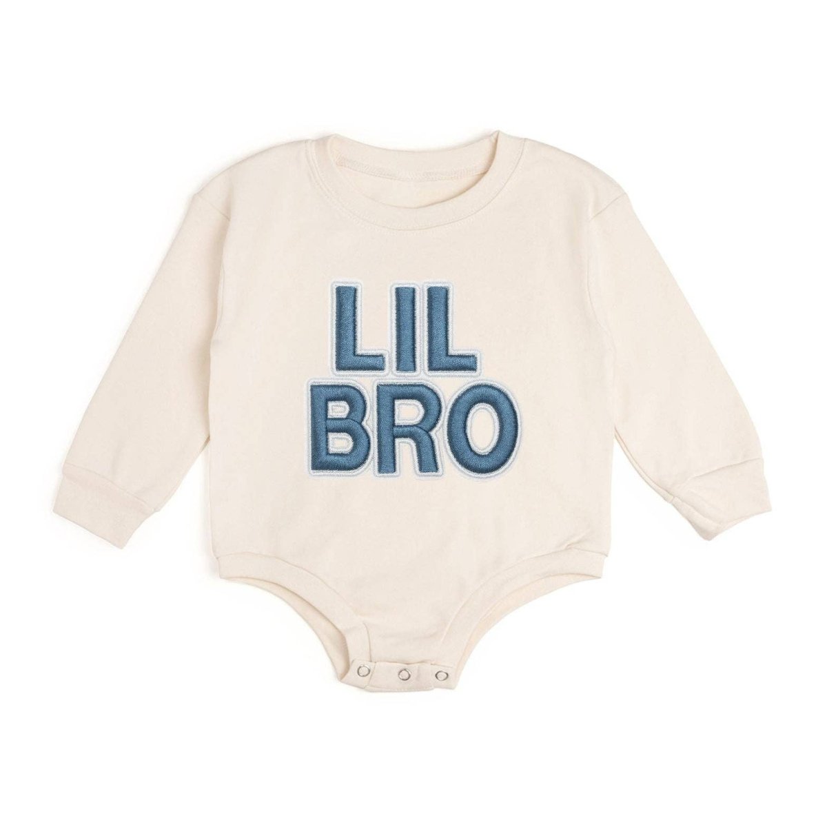 Lil Bro Embroidered Patch Long Sleeve Romper - Sweet Wink Romper sold by Rosebud & Jo