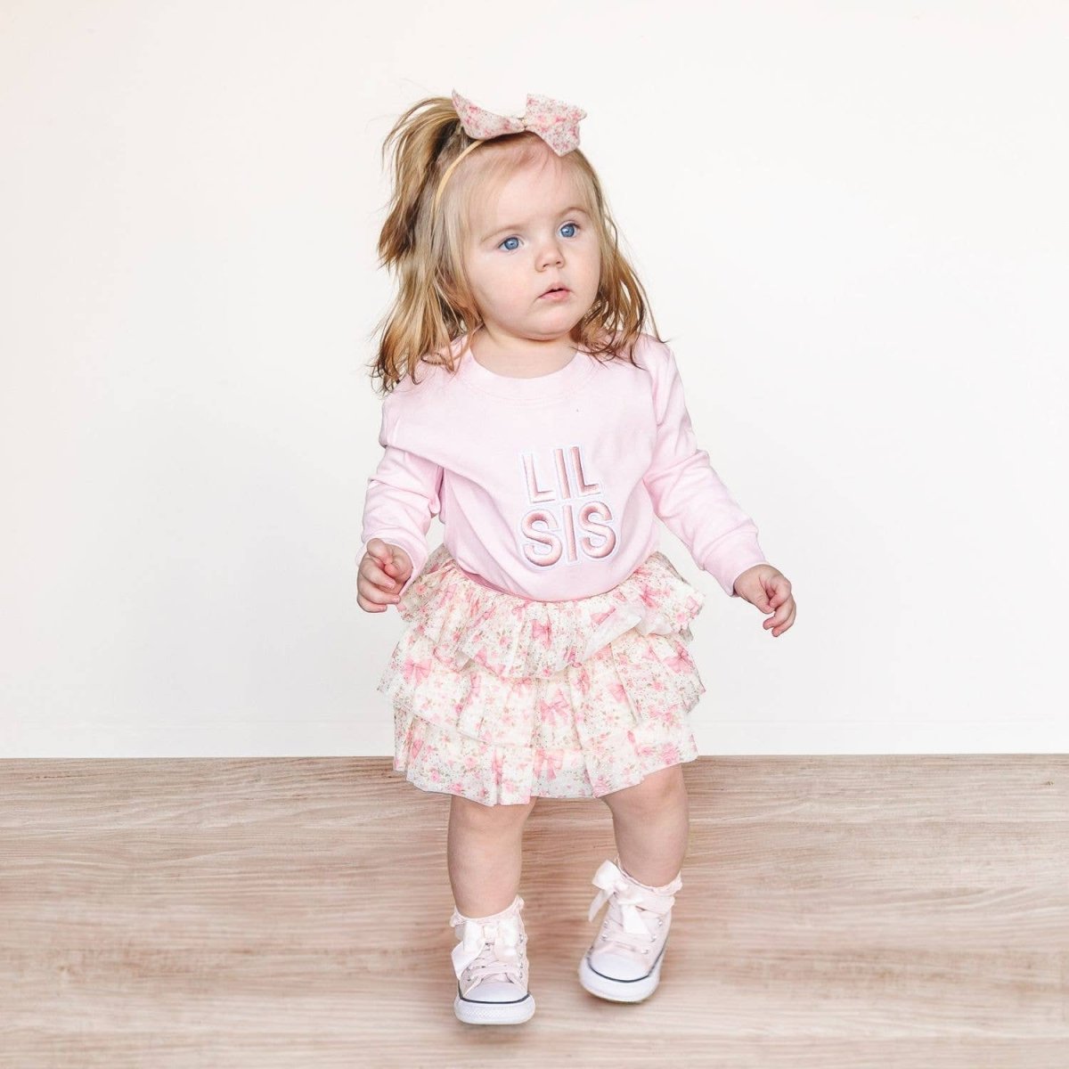 Lil Sis Embroidered Patch Long Sleeve Romper - Sweet Wink Rompers & Jumpers sold by Rosebud & Jo