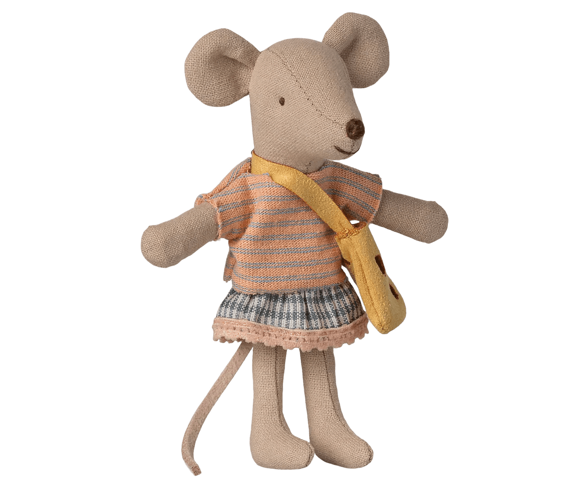 Little sister mouse with bag - Maileg Toys sold by Rosebud & Jo