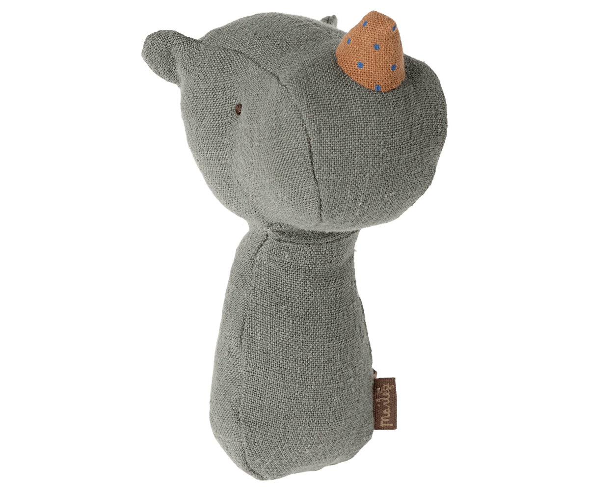 Lullaby Friends Rattle Rhino in Pine - Maileg Toys sold by Rosebud & Jo