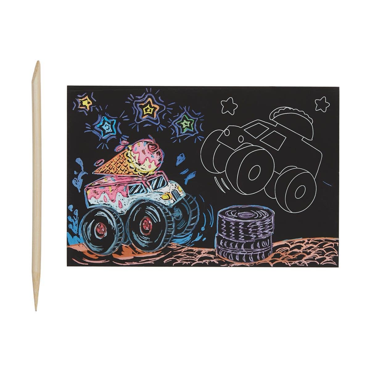 Mini Scratch & Scribble Art Kit: Monster Truck - OOLY Art sold by Rosebud & Jo