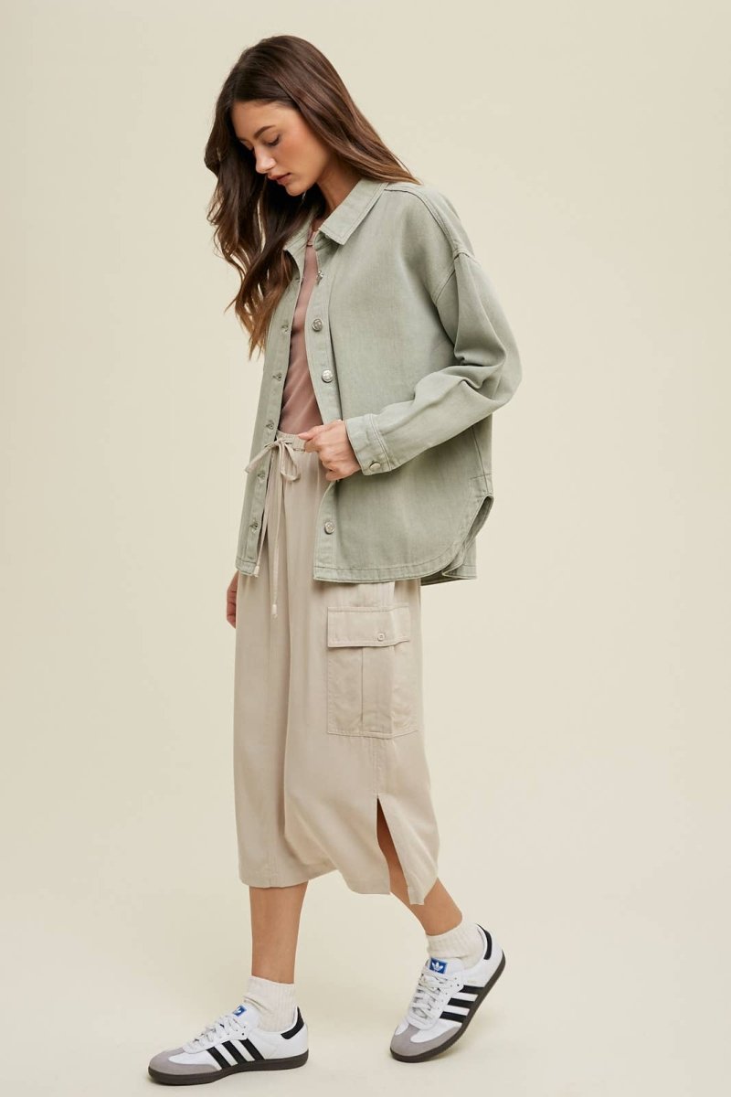 Mint Denim Shacket - Wishlist Apparel Women's Clothing sold by Rosebud & Jo