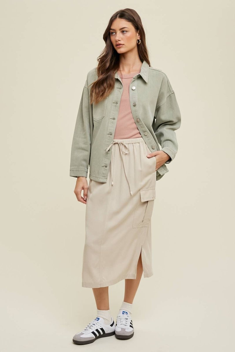 Mint Denim Shacket - Wishlist Apparel Women's Clothing sold by Rosebud & Jo