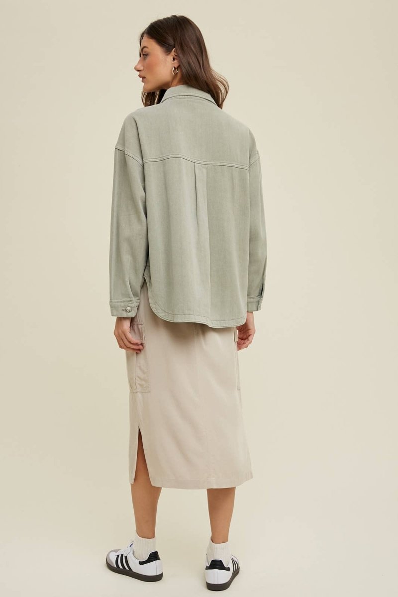 Mint Denim Shacket - Wishlist Apparel Women's Clothing sold by Rosebud & Jo