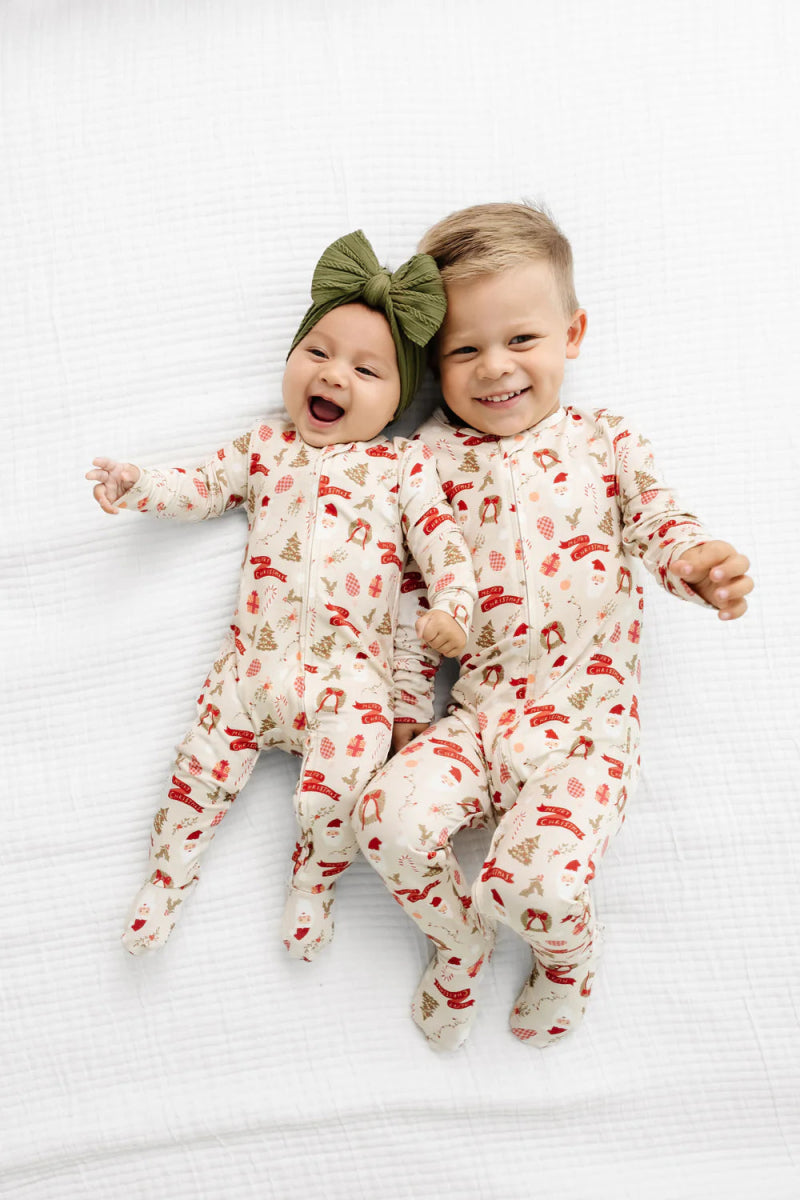 Mistletoe Zipper Footies - Lou Lou & Company Baby & Toddler Clothing sold by Rosebud & Jo