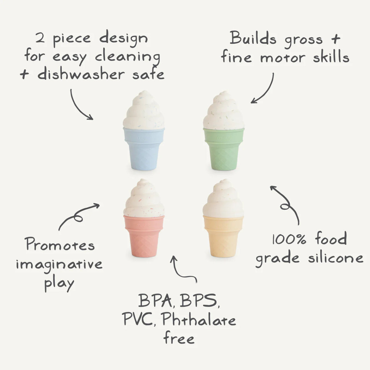 Mix and Match Ice Cream Toy - Mushie Bath Toy sold by Rosebud & Jo