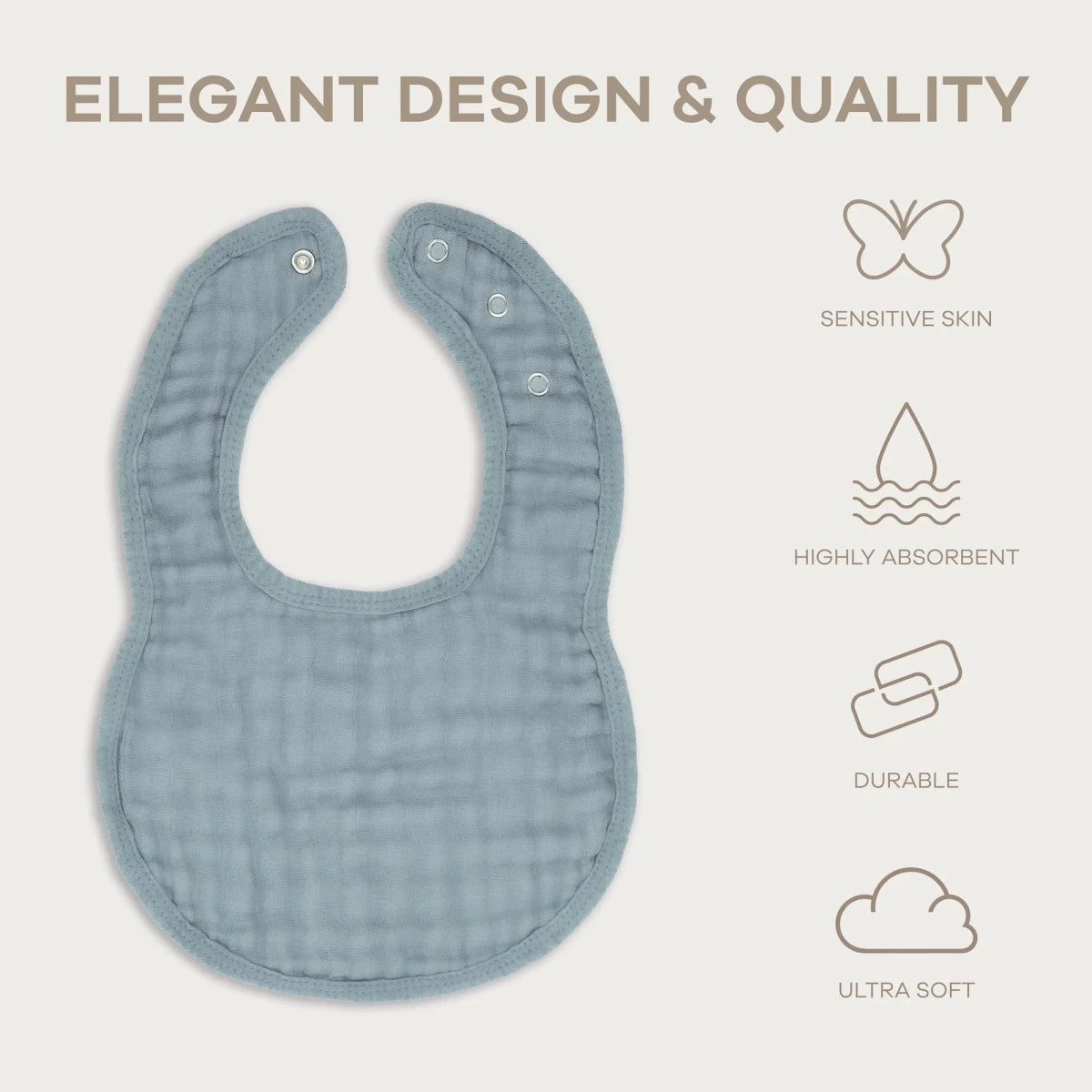 Muslin Bibs in Pacific Blue - 8 Pack - Comfy Cubs Feeding sold by Rosebud & Jo