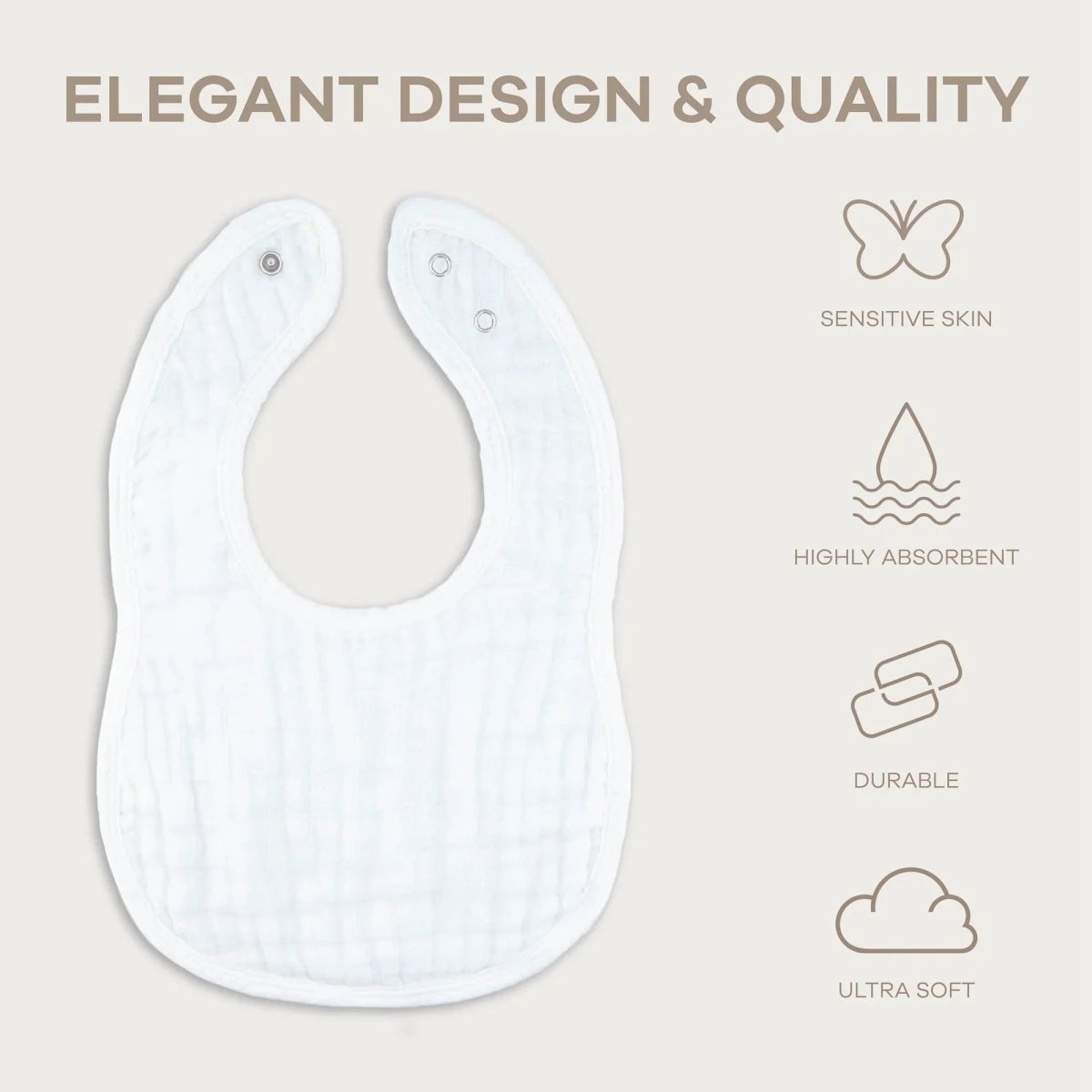 Muslin Bibs in White - Pack of 4 - Comfy Cubs Feeding sold by Rosebud & Jo