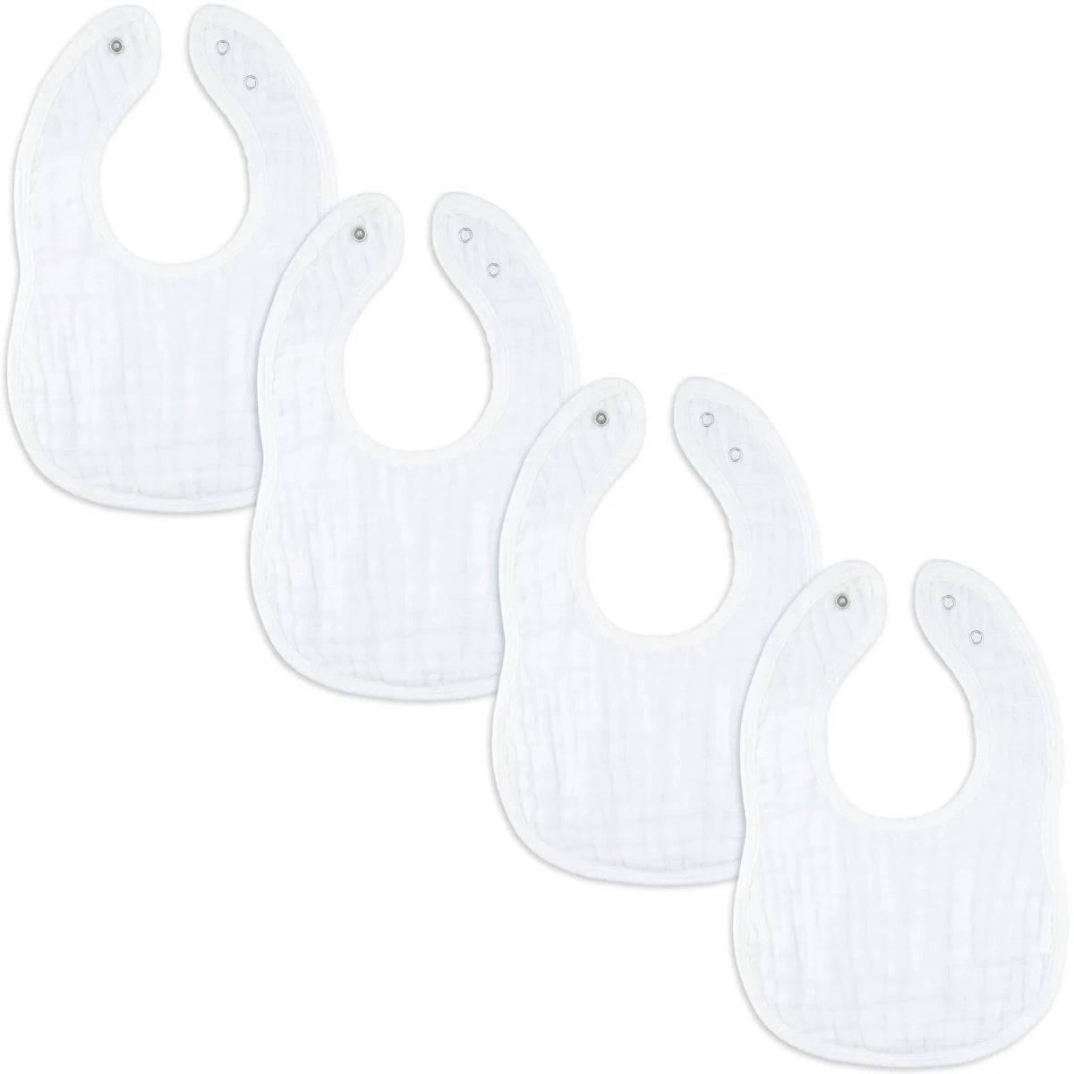 Muslin Bibs in White - Pack of 4 - Comfy Cubs Feeding sold by Rosebud & Jo