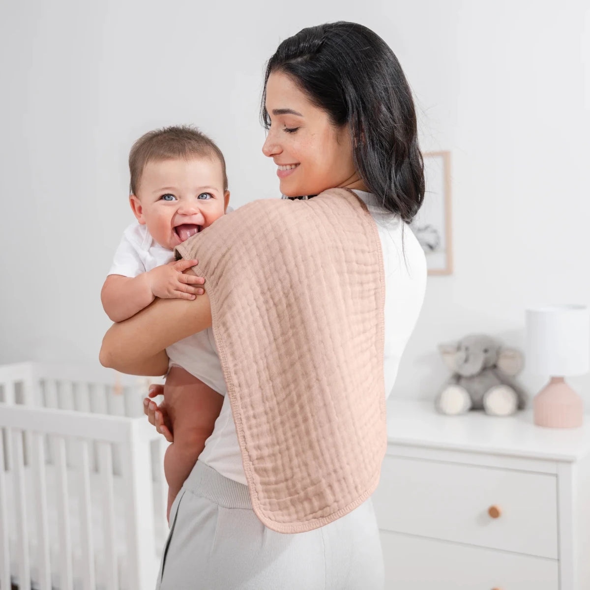 Muslin Burp Cloths in Blush - 6 Pack - Comfy Cubs Feeding sold by Rosebud & Jo