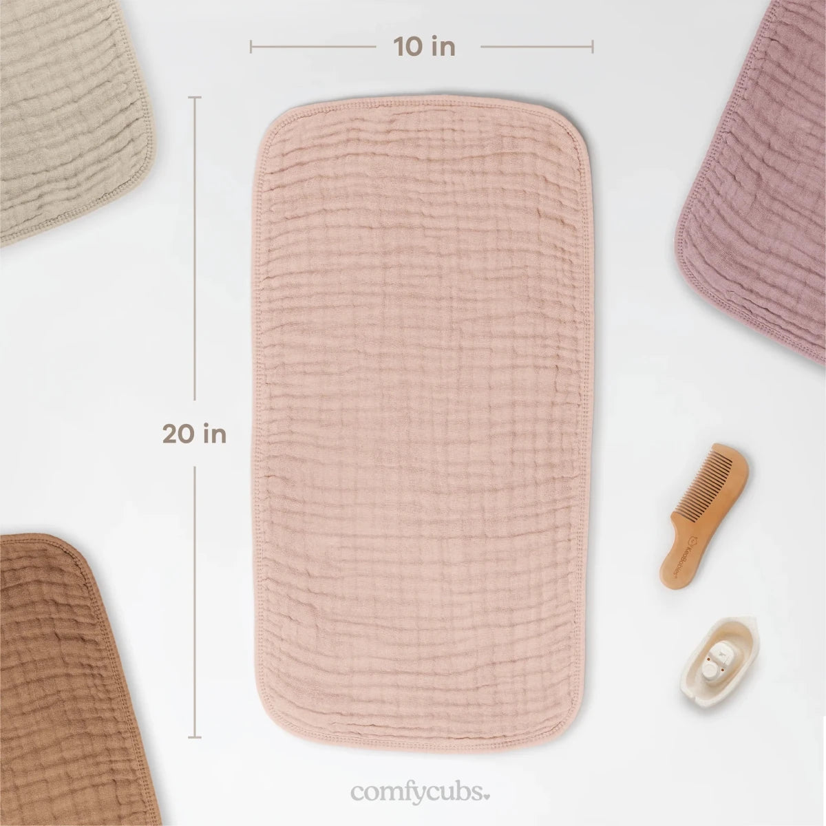 Muslin Burp Cloths in Blush - 6 Pack - Comfy Cubs Feeding sold by Rosebud & Jo