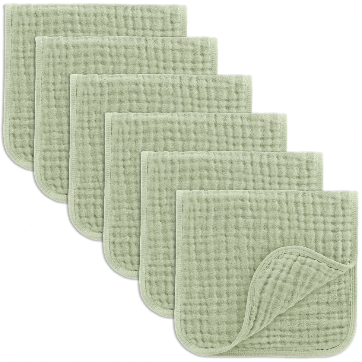 Muslin Burp Cloths in Sage - 6 Pack - Comfy Cubs Feeding sold by Rosebud & Jo
