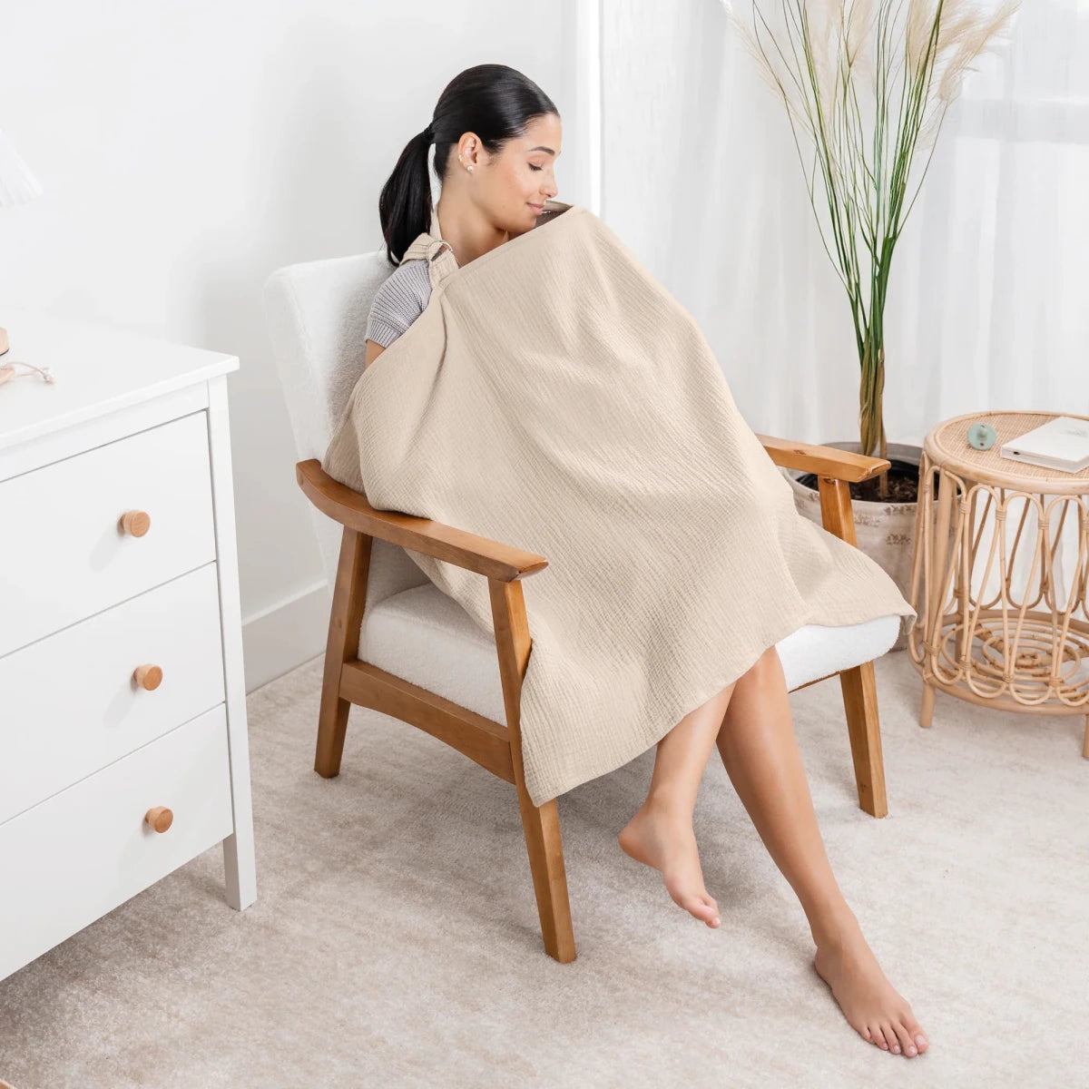 Muslin Nursing Cover - Sand - Comfy Cubs Pregnancy & Postpartum Essentials sold by Rosebud & Jo