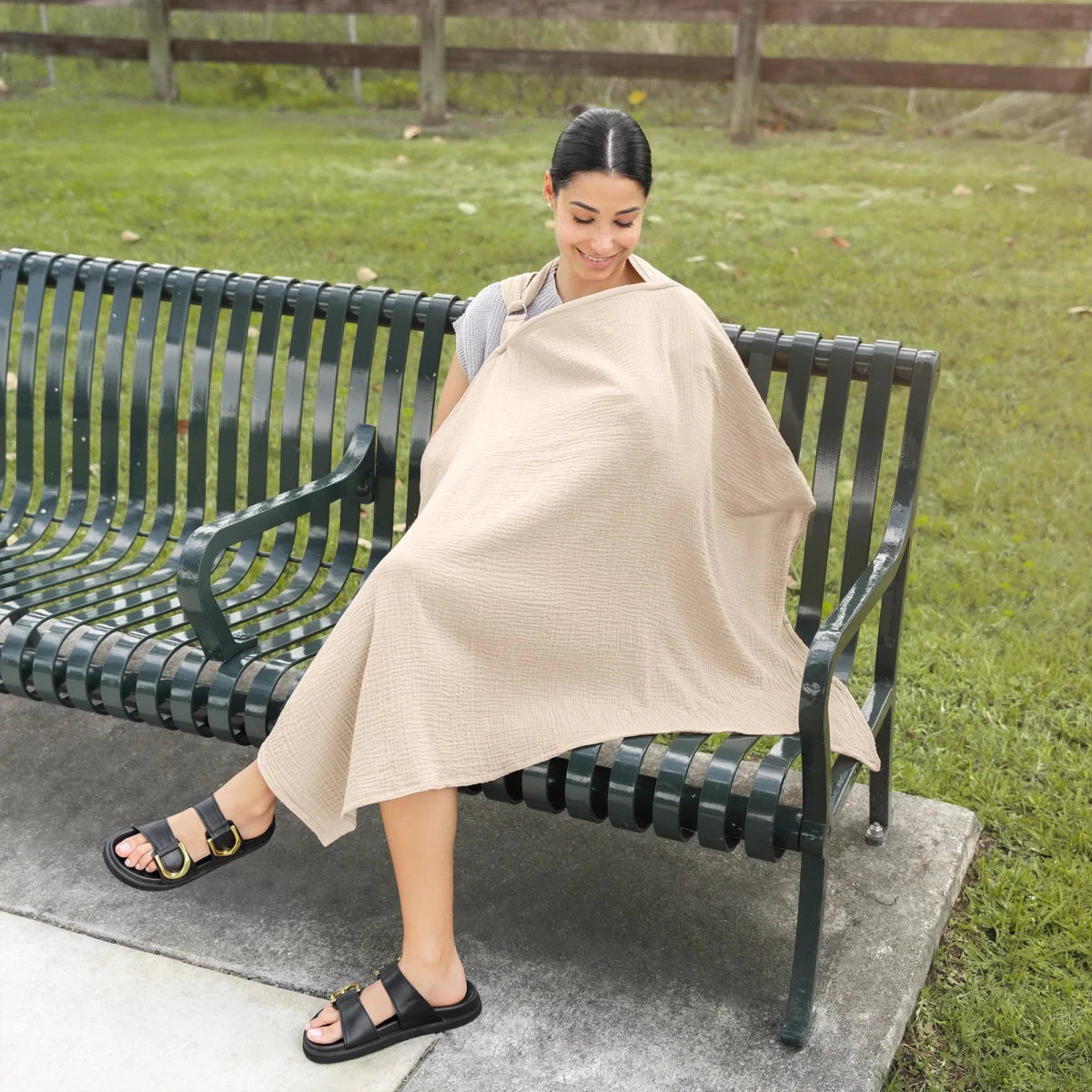Muslin Nursing Cover - Sand - Comfy Cubs Pregnancy & Postpartum Essentials sold by Rosebud & Jo
