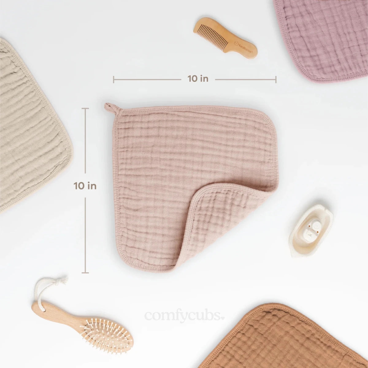 Muslin Washcloths in Blush - Pack of 6 - Comfy Cubs Bath & Care sold by Rosebud & Jo