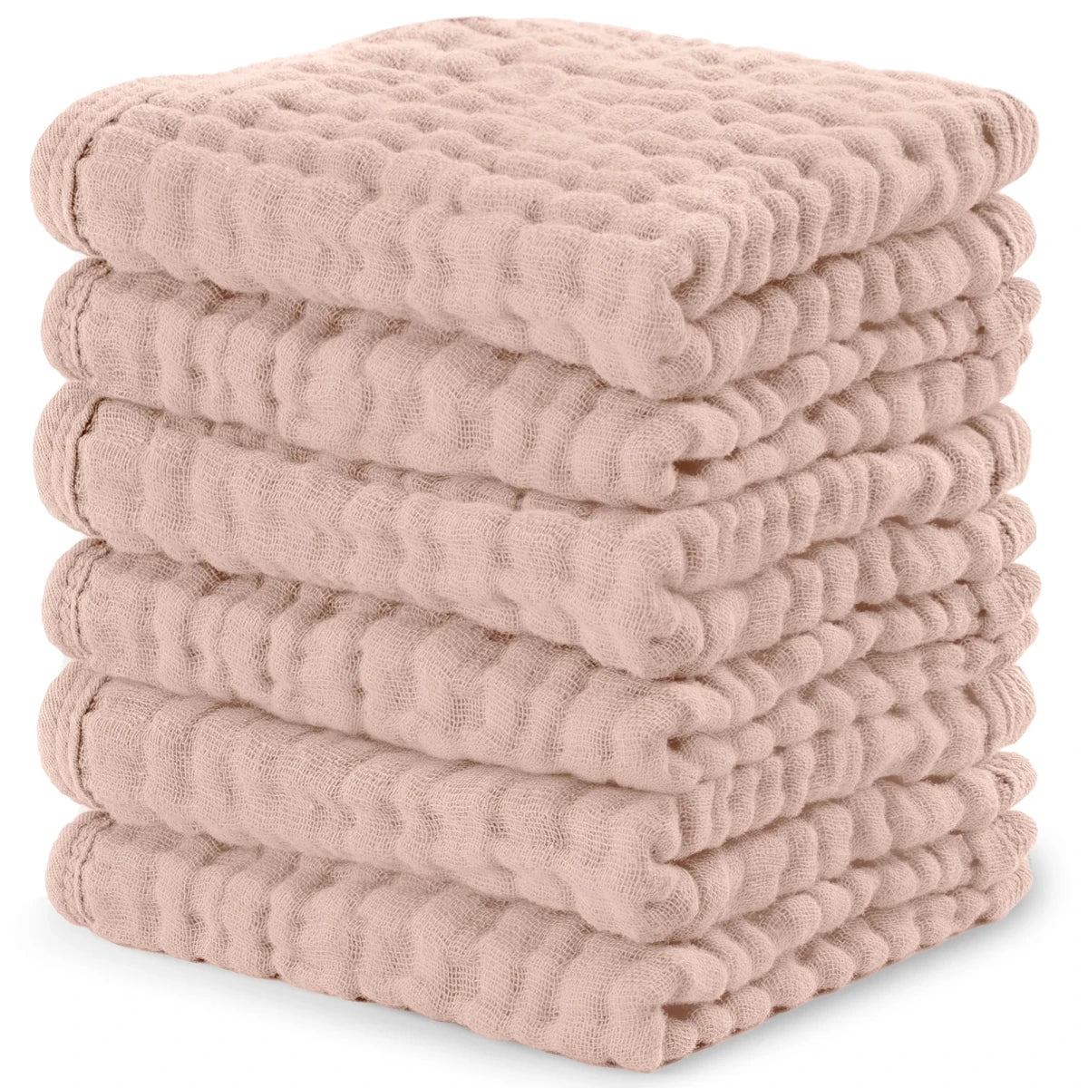 Muslin Washcloths in Blush - Pack of 6 - Comfy Cubs Bath & Care sold by Rosebud & Jo