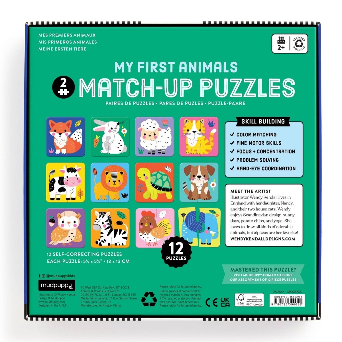 My First Animals 2 Piece Match-up Puzzles - Chronicle Books Toys sold by Rosebud & Jo