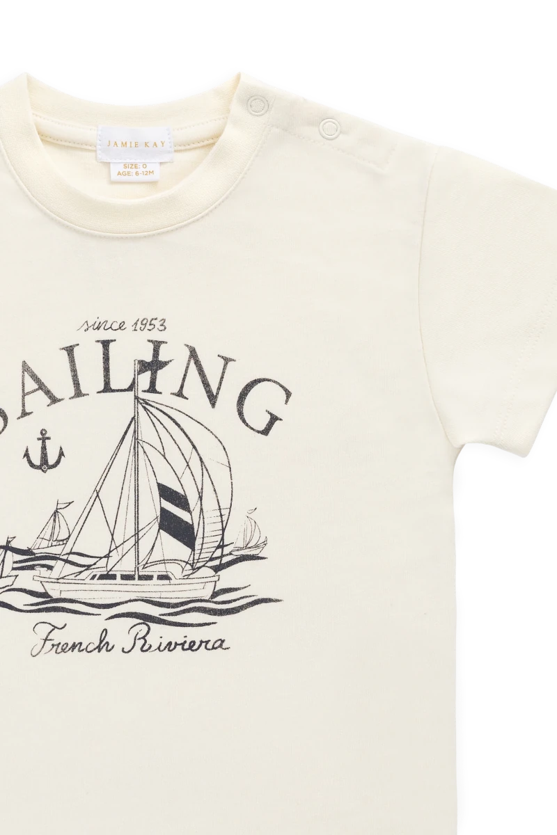 Organic Cotton Bjorn Tee - French Riviera Eclipse - Jamie Kay Tops sold by Rosebud & Jo