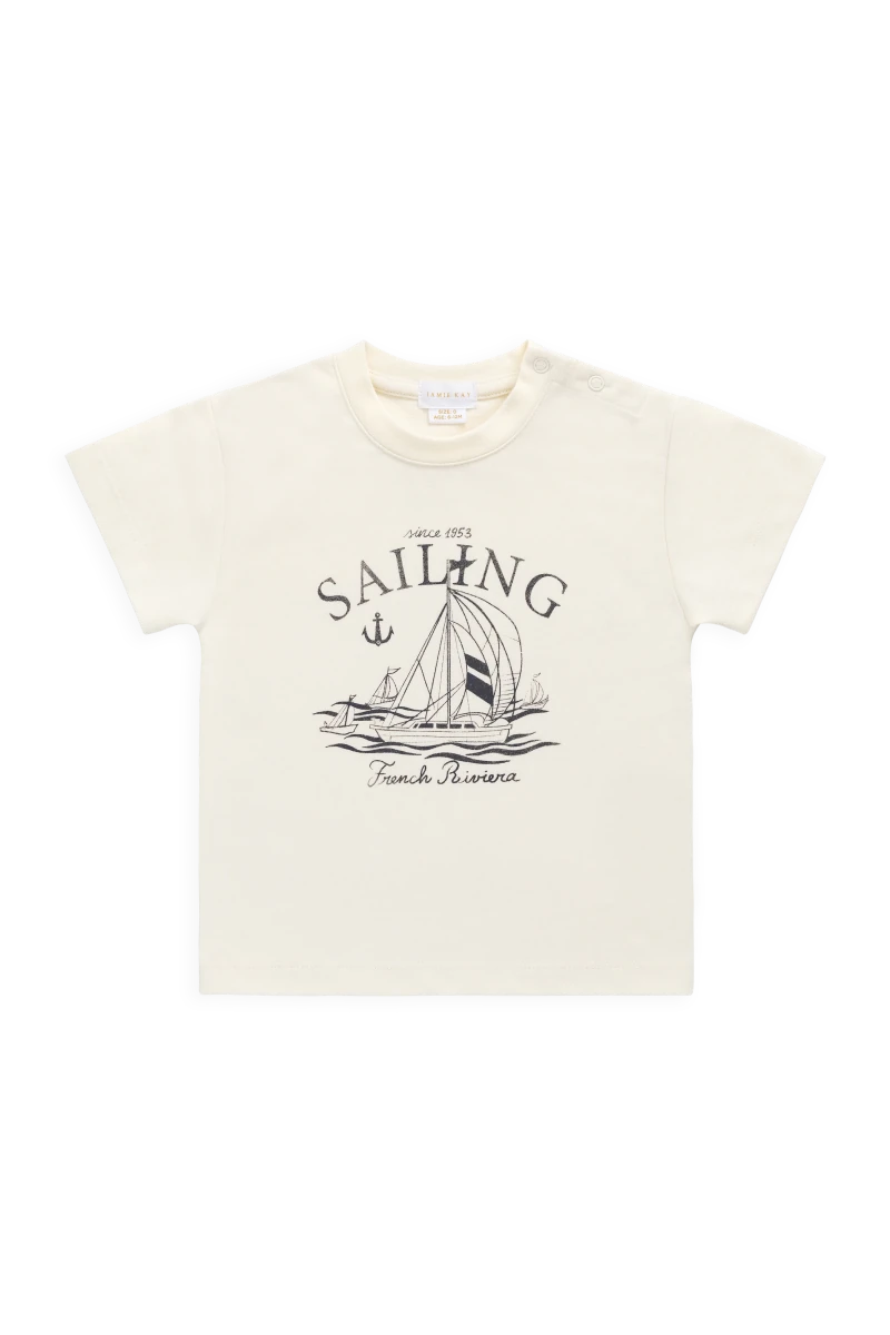 Organic Cotton Bjorn Tee - French Riviera Eclipse - Jamie Kay Tops sold by Rosebud & Jo