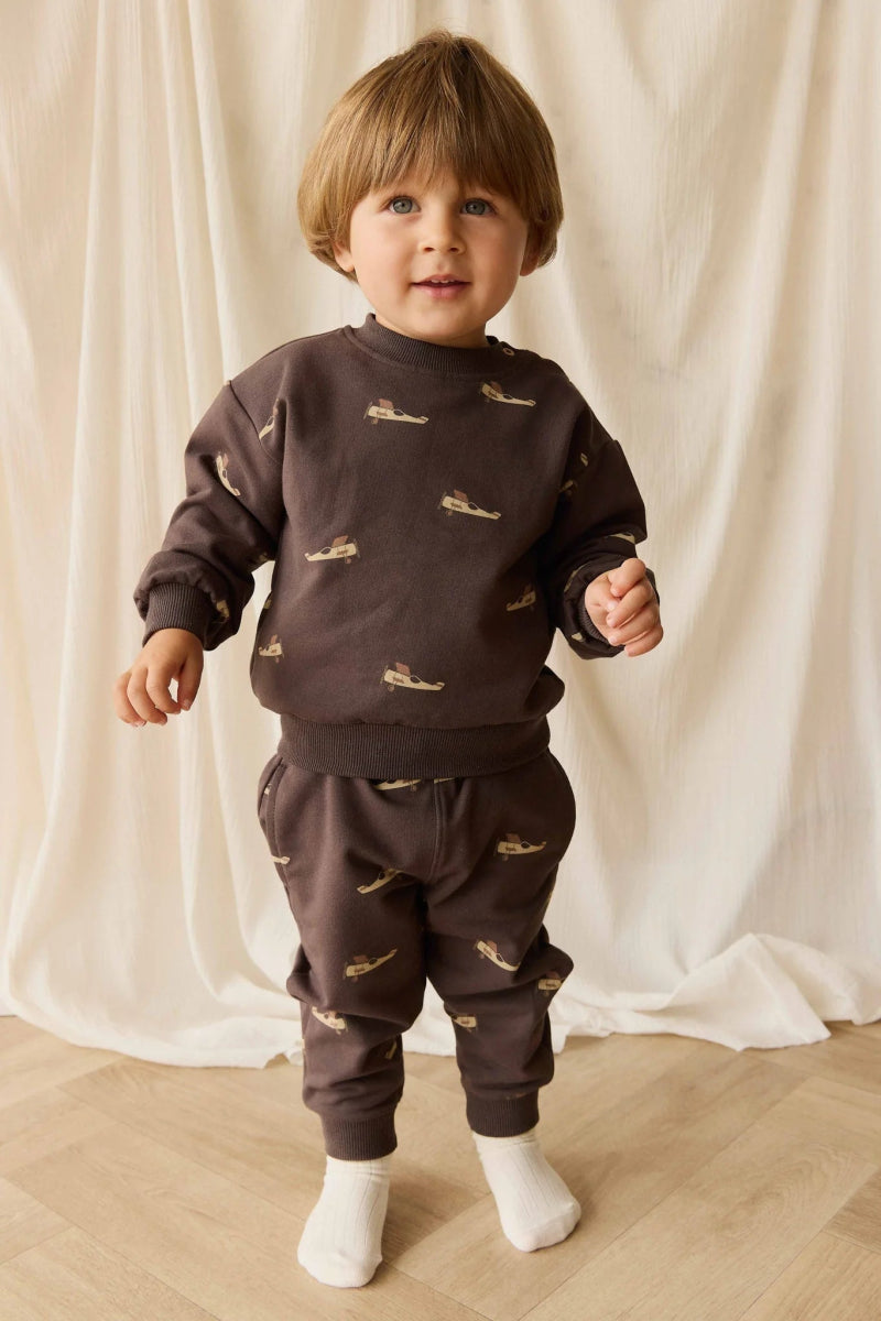 Organic Cotton Dominic Track Pant - Pilot Planes Bistre - Jamie Kay Baby & Toddler Clothing sold by Rosebud & Jo