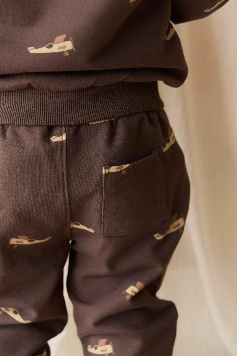 Organic Cotton Dominic Track Pant - Pilot Planes Bistre - Jamie Kay Baby & Toddler Clothing sold by Rosebud & Jo