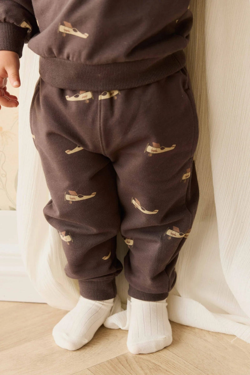 Organic Cotton Dominic Track Pant - Pilot Planes Bistre - Jamie Kay Baby & Toddler Clothing sold by Rosebud & Jo