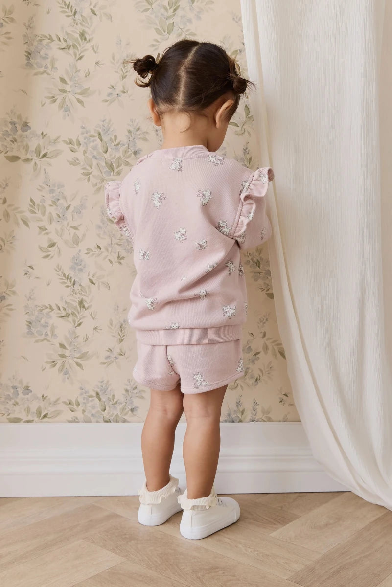 Organic Cotton Etta Short - Bow Kitties Mauve - Jamie Kay Bottoms sold by Rosebud & Jo