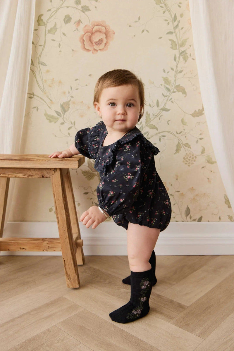 Organic Cotton Malia Playsuit - Bianca Noir - Jamie Kay Baby & Toddler Clothing sold by Rosebud & Jo