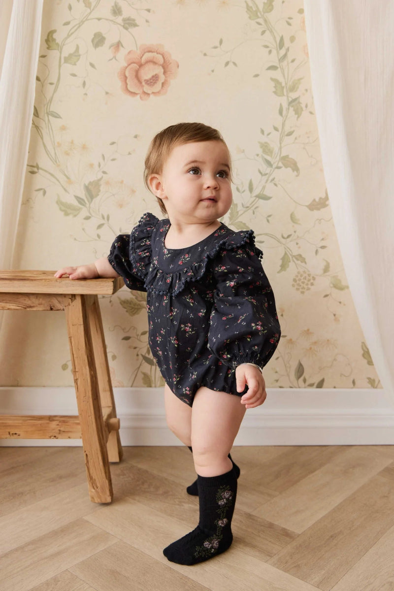 Organic Cotton Malia Playsuit - Bianca Noir - Jamie Kay Baby & Toddler Clothing sold by Rosebud & Jo