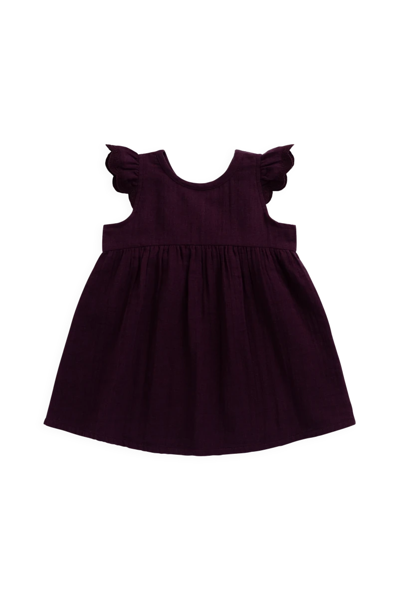 Organic Cotton Muslin Lace Dress - Fig - Jamie Kay Dresses sold by Rosebud & Jo