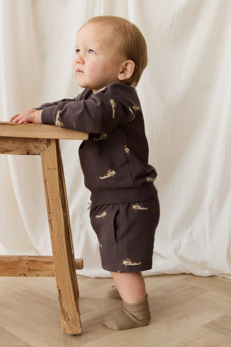 Organic Cotton Peyton Sweatshirt - Pilot Planes Bistre - Jamie Kay Baby & Toddler Clothing sold by Rosebud & Jo