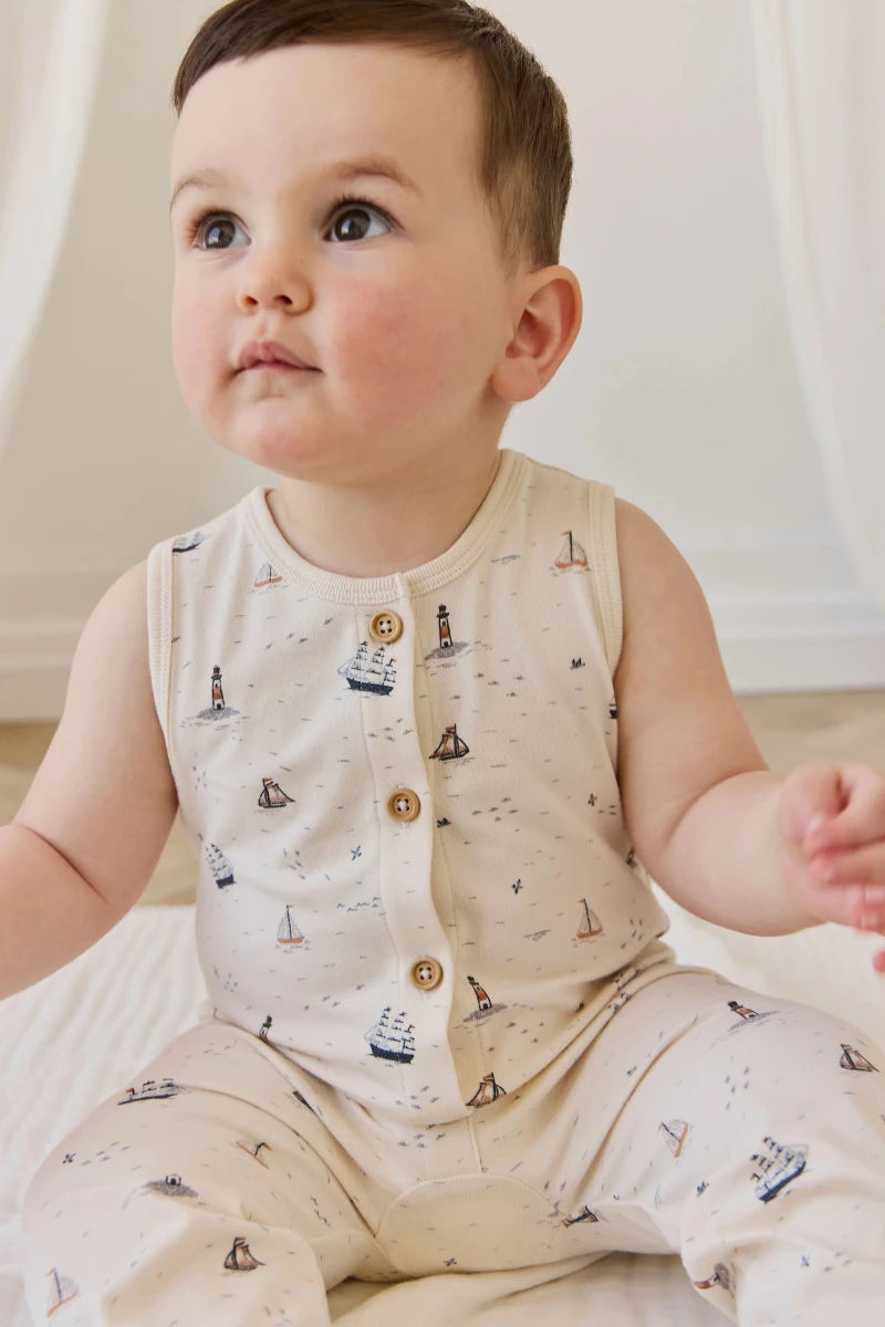 Organic Cotton Rupert Onepiece - Sailing Day - Jamie Kay Rompers & Jumpers sold by Rosebud & Jo
