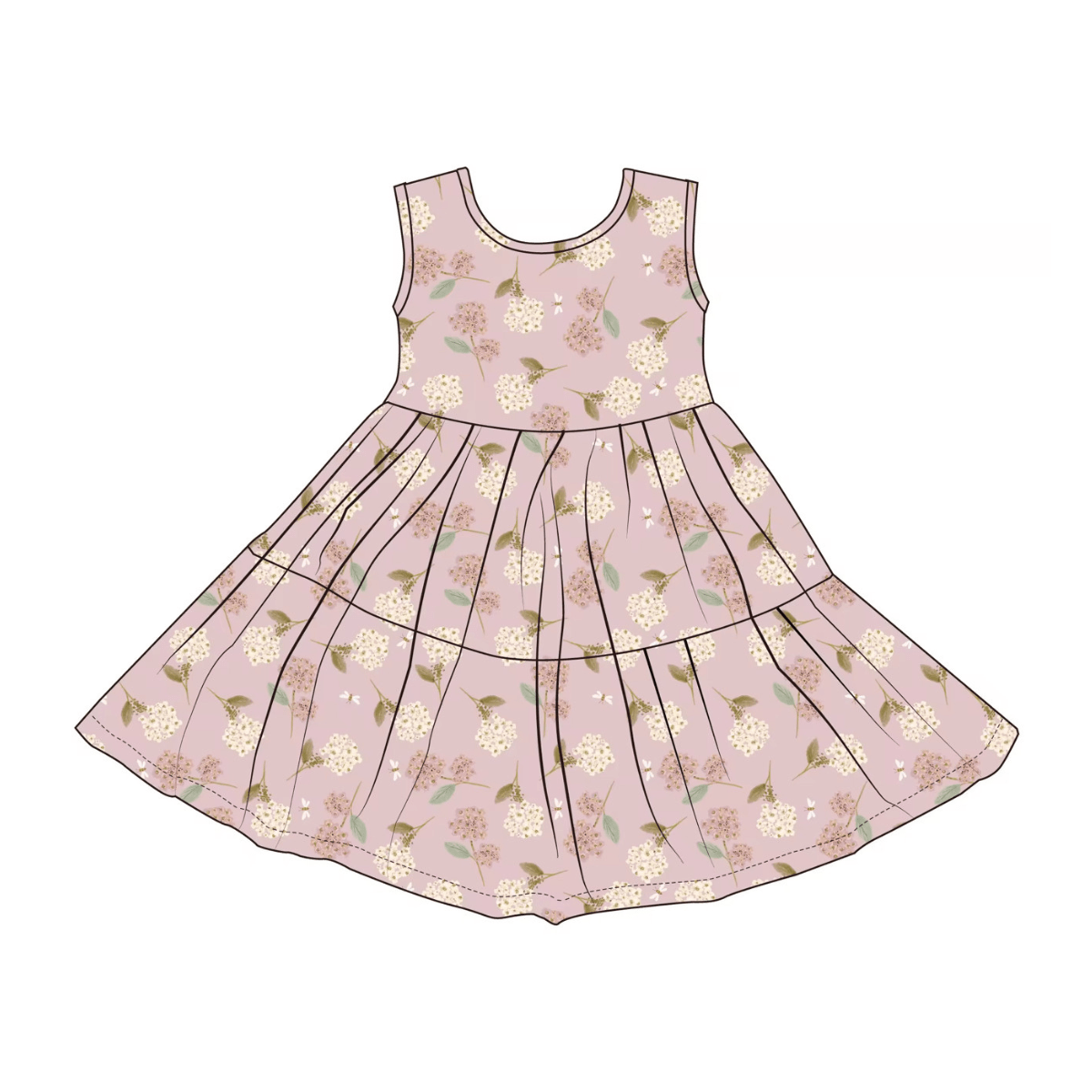 Organic Cotton Sleeveless Twirl Dress | Hydrangea - Emi Lei Dresses sold by Rosebud & Jo