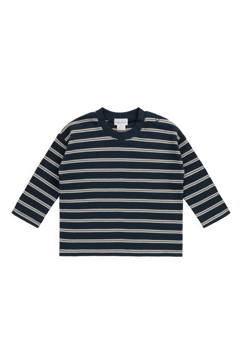 Organic Cotton Waffle Leith Long Sleeve Top - Dreamer Stripe Captain - Jamie Kay Tops sold by Rosebud & Jo