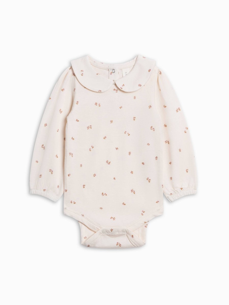 Peggy Peter Pan Collared Bodysuit - Etta Floral - Colored Organics Bodysuits/Onesies sold by Rosebud & Jo