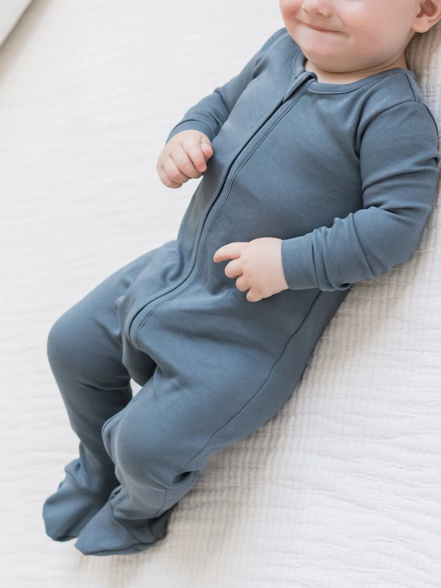 Peyton Zipper Sleeper in Harbor - Colored Organics Baby & Toddler Clothing sold by Rosebud & Jo