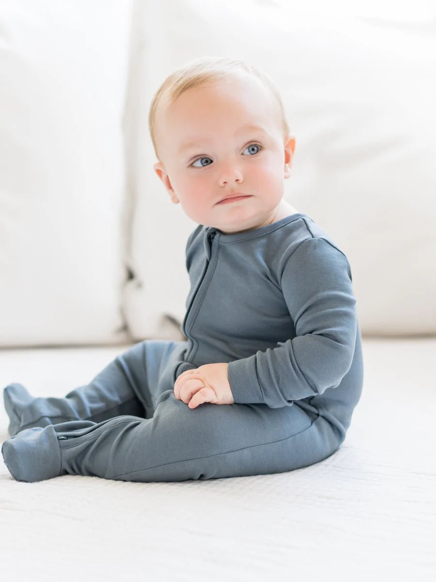 Peyton Zipper Sleeper in Harbor - Colored Organics Baby & Toddler Clothing sold by Rosebud & Jo