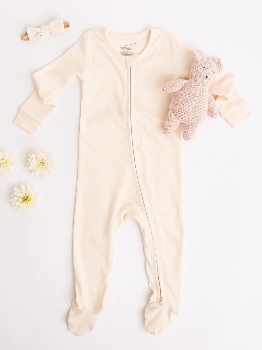 Peyton Zipper Sleeper in Ivory - Colored Organics Baby & Toddler Clothing sold by Rosebud & Jo