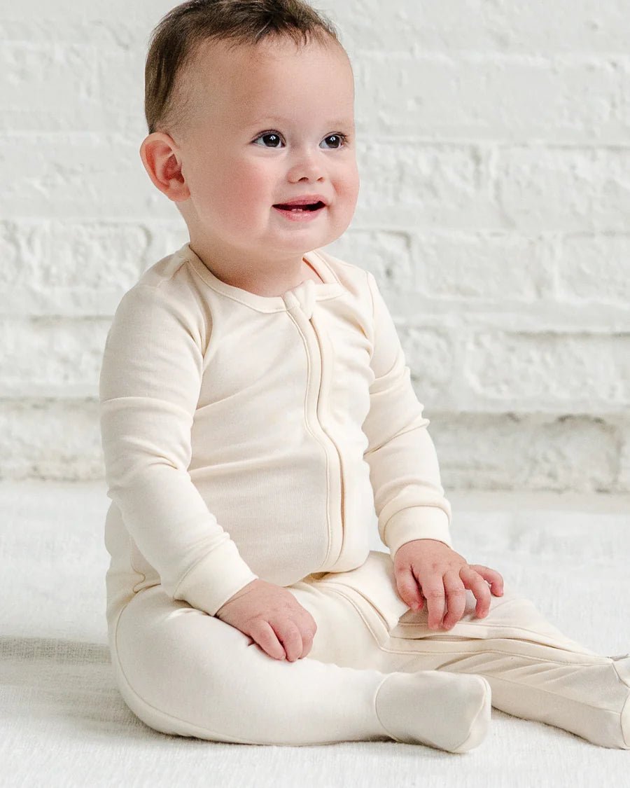 Peyton Zipper Sleeper in Ivory - Colored Organics Baby & Toddler Clothing sold by Rosebud & Jo