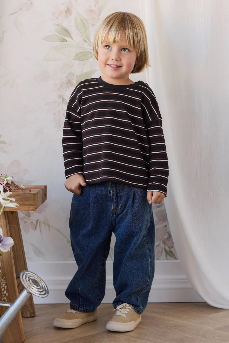 Pima Cotton Edward Long Sleeve Top - Courtside Stripe - Jamie Kay Tops sold by Rosebud & Jo
