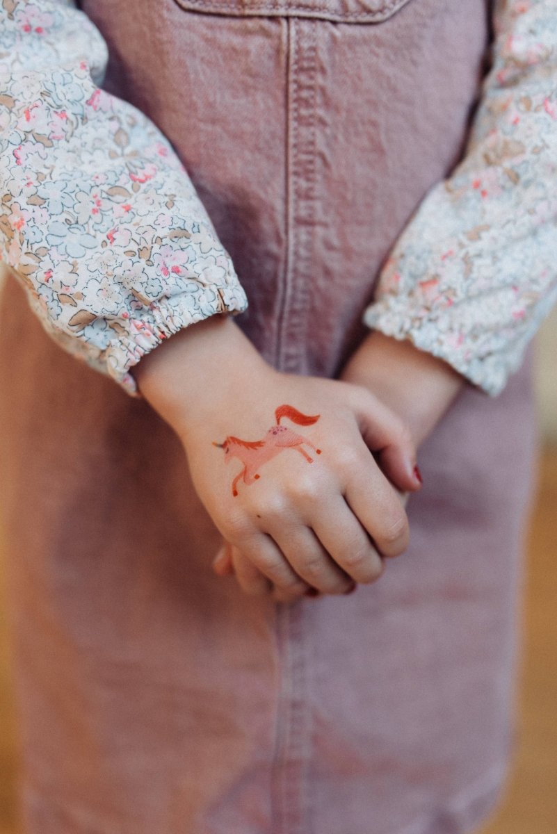 Pink Unicorn Temporary Tattoos for Kids - Saint & Company Toys sold by Rosebud & Jo